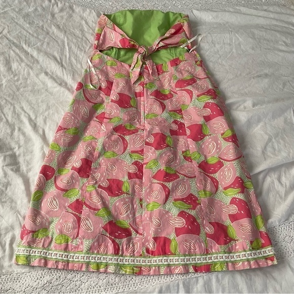 Lily Pulitzer Sz 10 Mango Mama Sabrina cotton strapless dress A line fruit - Picture 8 of 8
